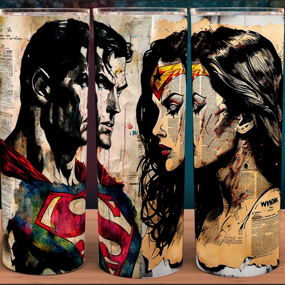 Superman and Wonder Woman Comic Villain Cup Mug Tumbler